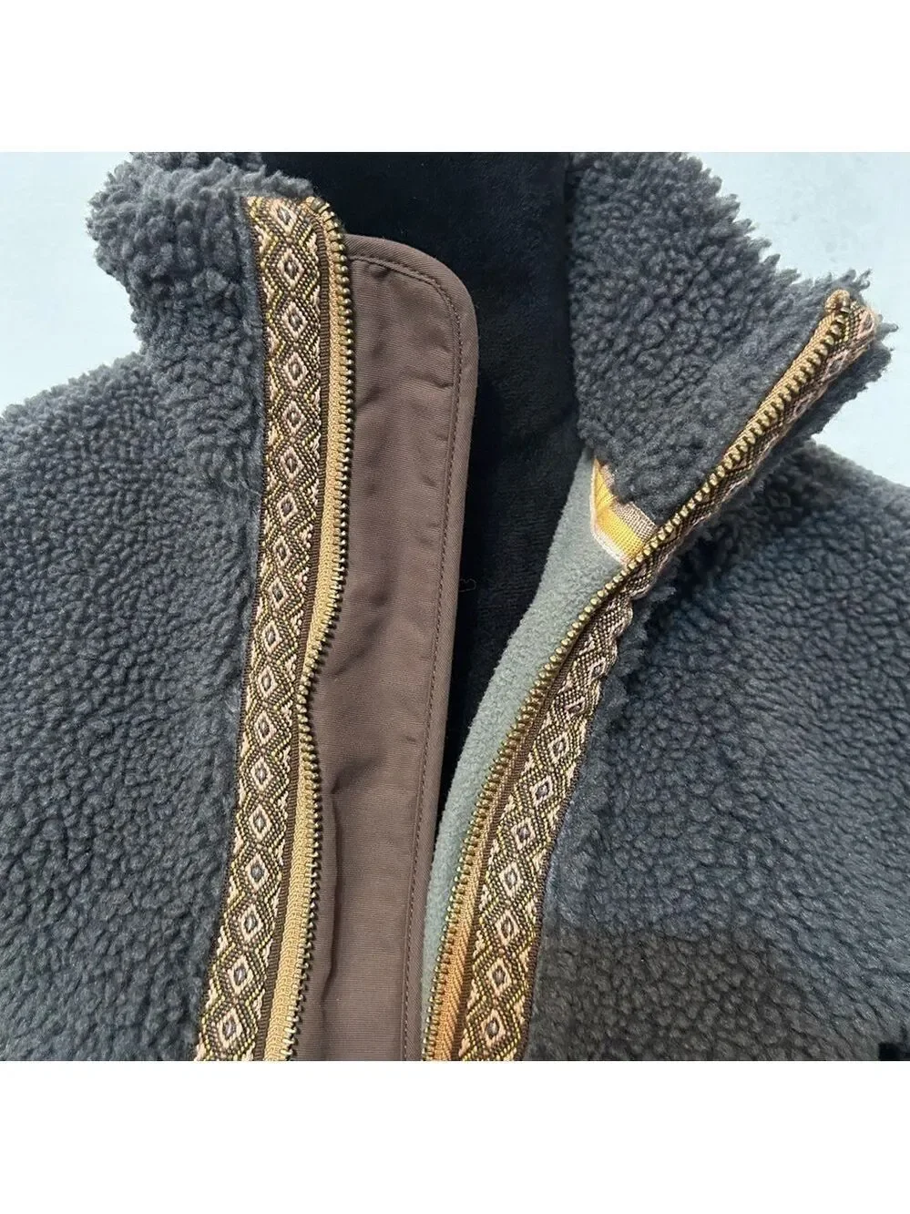 Faherty Sweater Jacket Gray Ashbury Sherpa Fleece Full-Zip Long Sleeve Size XS